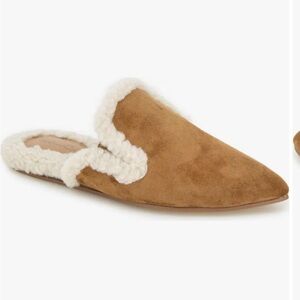 New Splendid Liza Lee Suade caramel fur shearling mules size 7